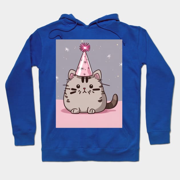 Cute pusheen New Year's party kitten Hoodie by Love of animals